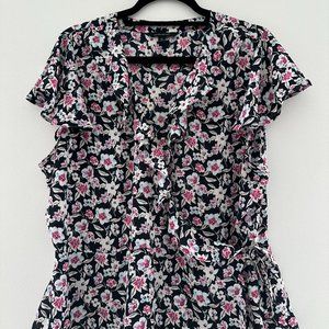 Banana Republic Floral Wrap Blouse, XL